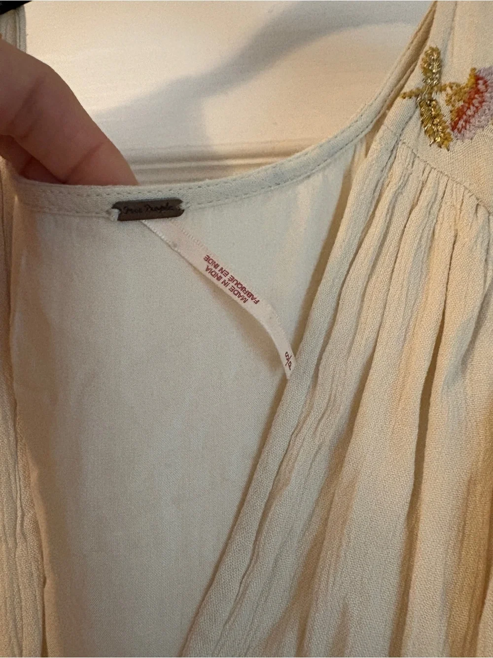 Free People Day Glow Midi Floral Embroidered Cream Dress